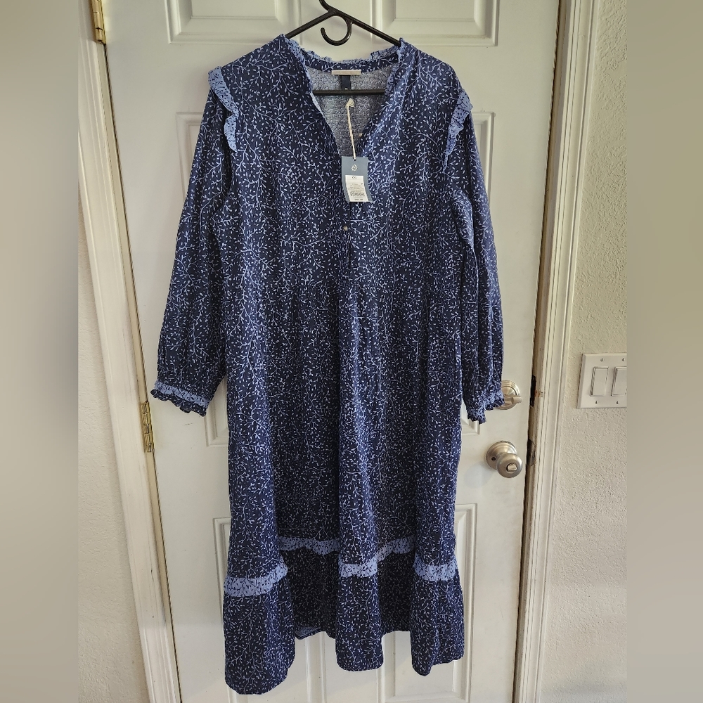 Universal Thread Blue 3/4 Sleeve Floral Dress NWT